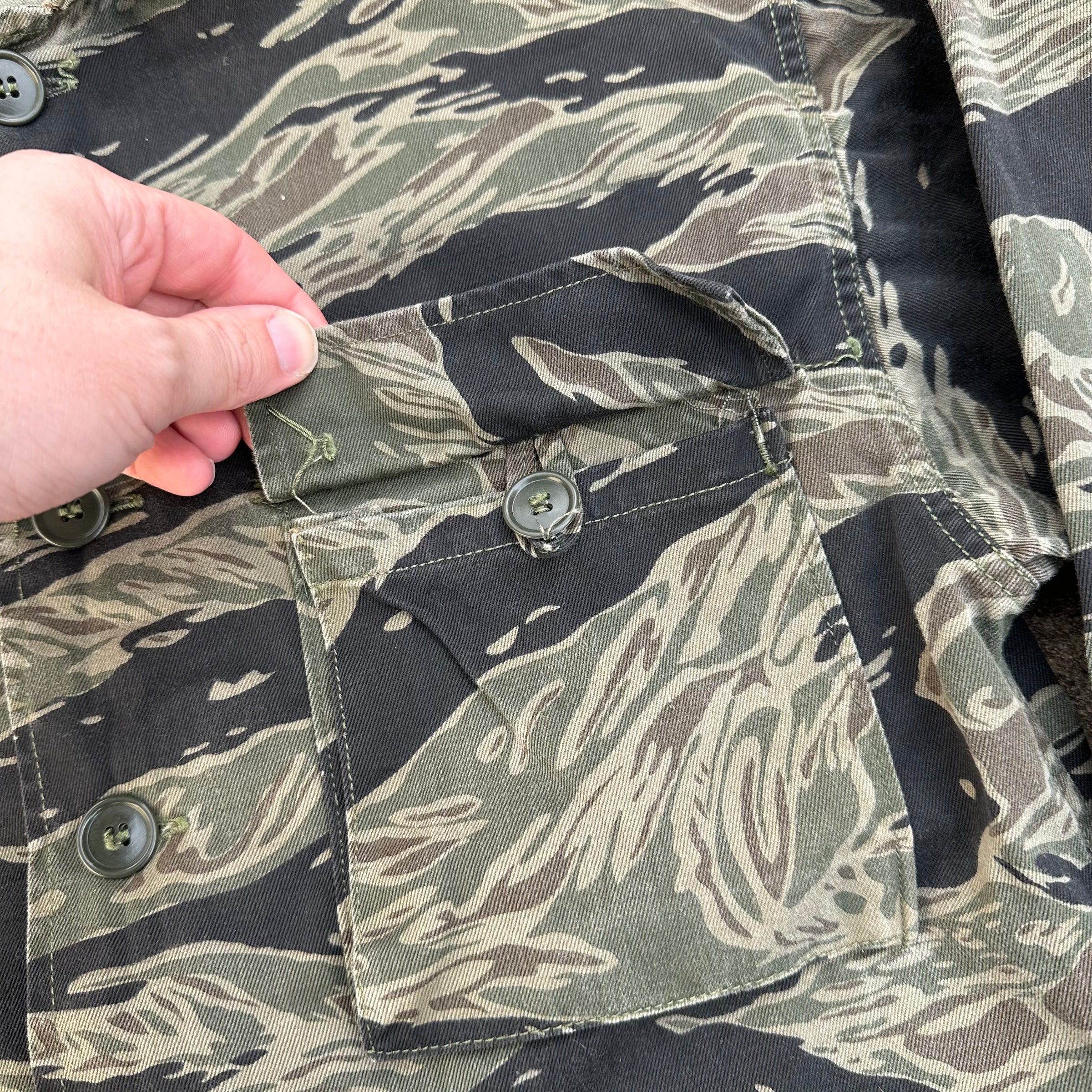 1960’s Vietnam War Silver Tiger Stripe Shirt Size A-M