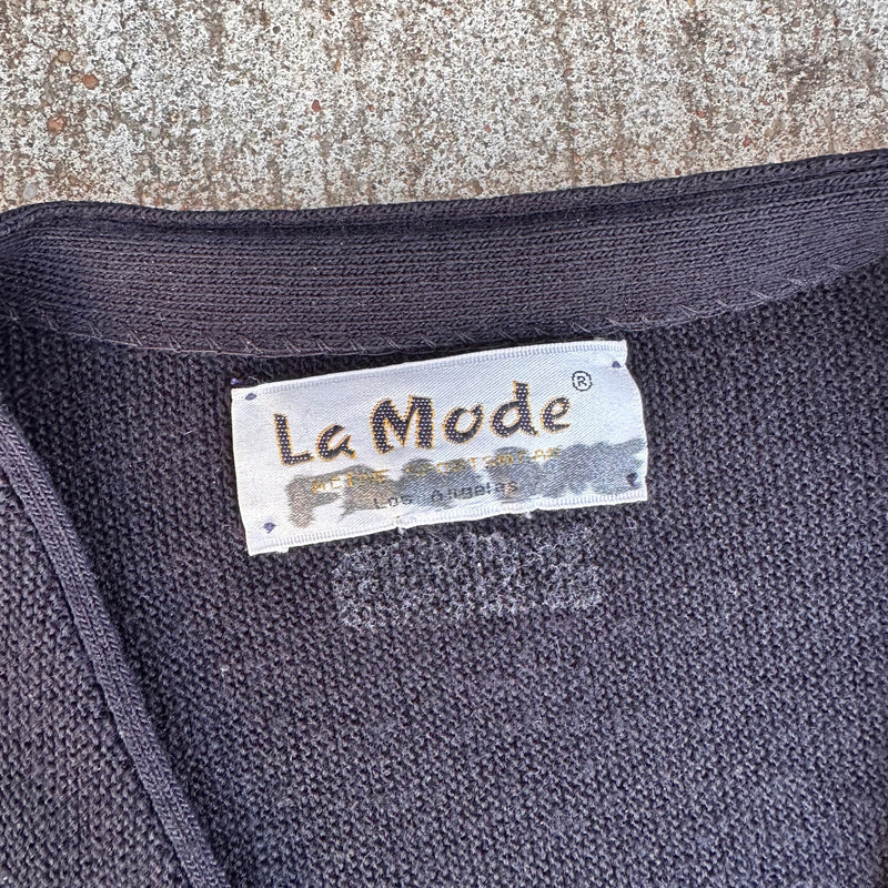 1960’s/70’s La Mode Black Cardigan Sweater XL