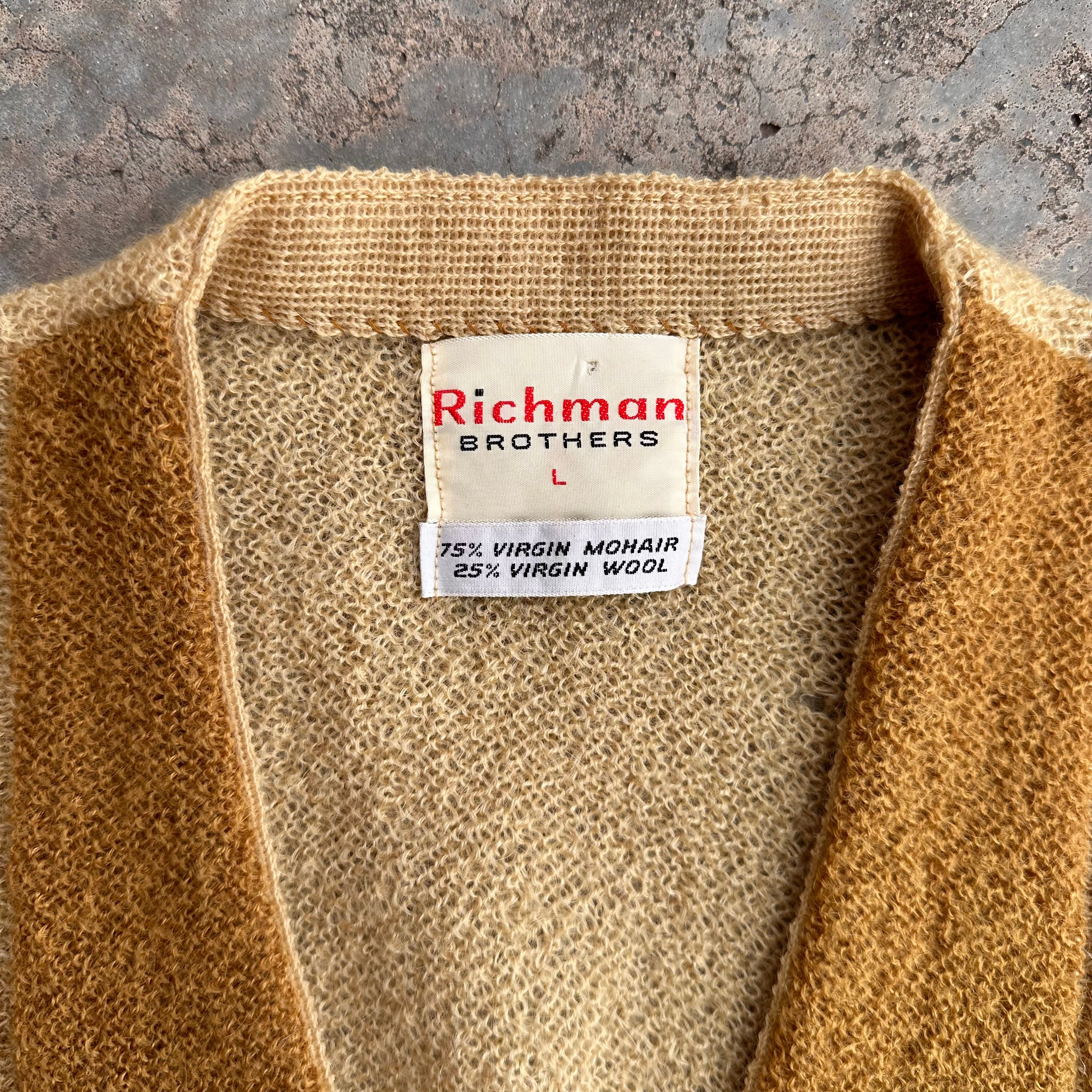 1960's Richman Brothers Boucle Knit Mohair Cardigan Sweater Medium