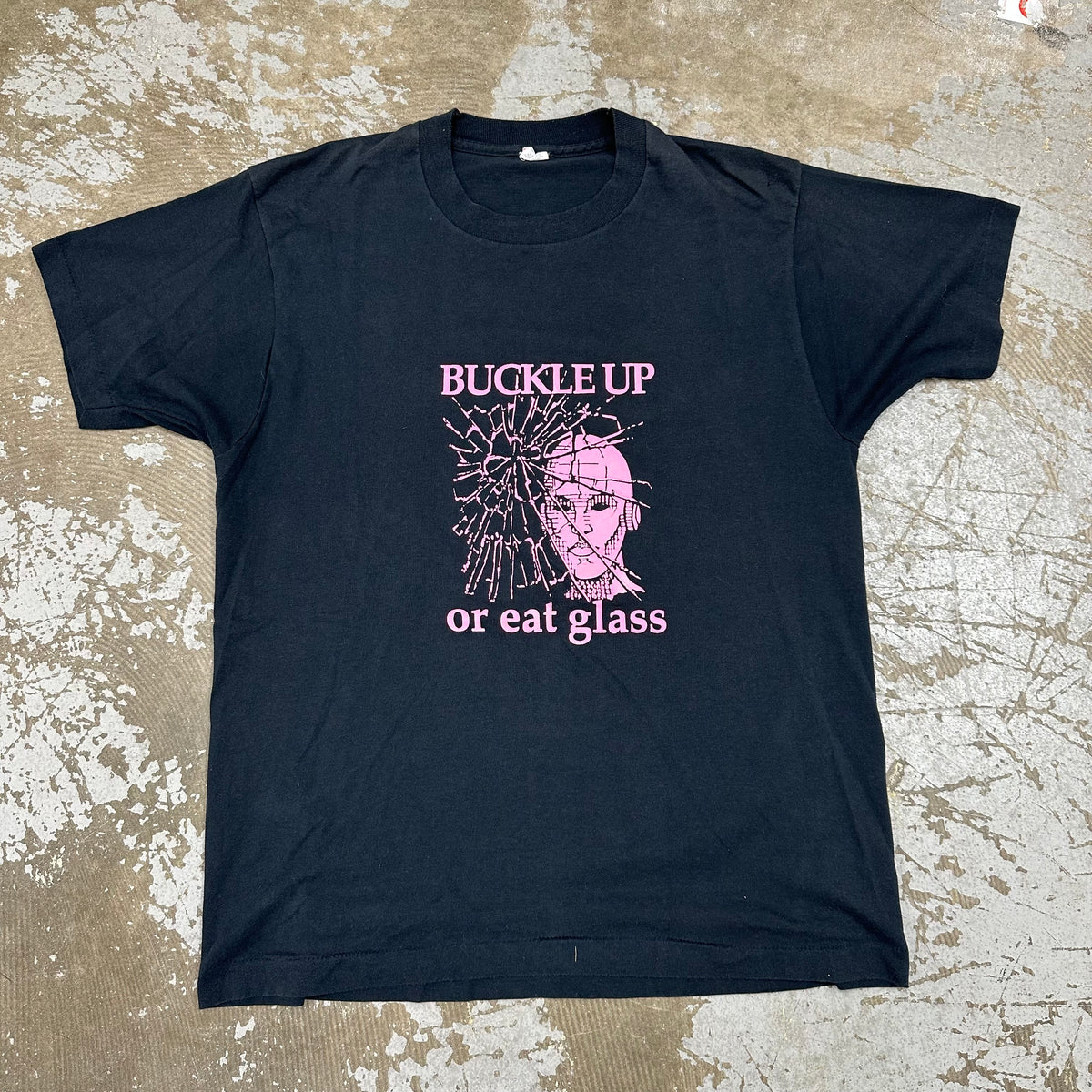 1980’s Buckle Up and Eat Glass Crash Test Dummy T-Shirt Medium