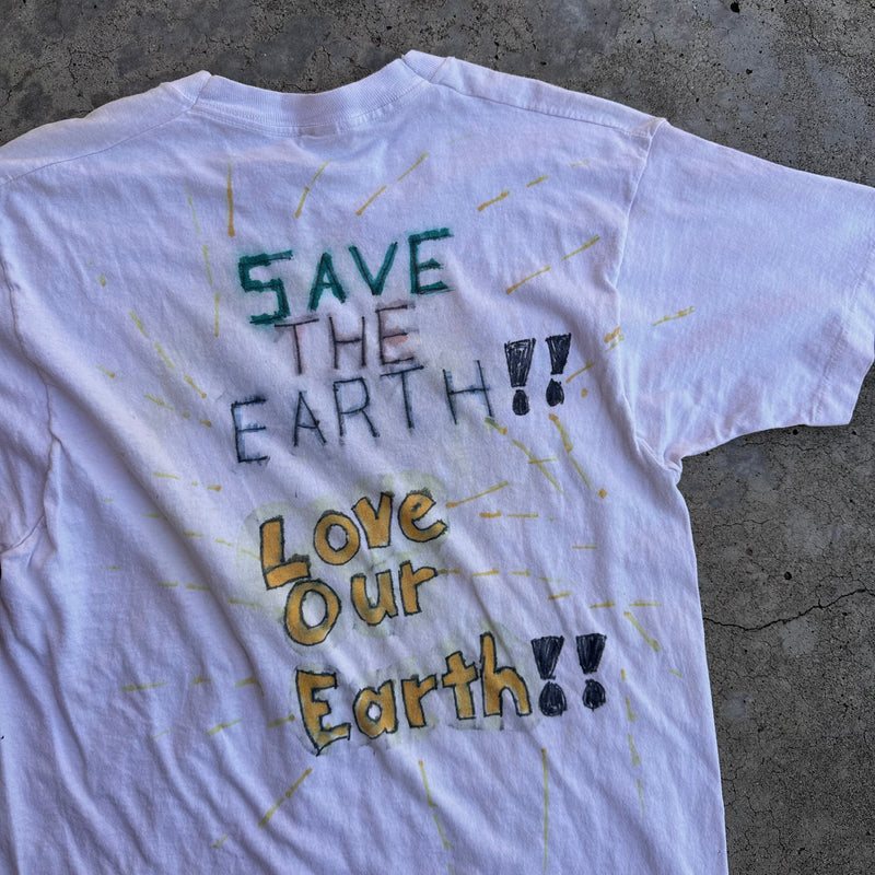 1970’s “Save the Earth!!” Hand-Drawn T-Shirt Small