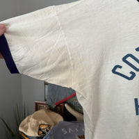 1970’s Columbia Hockey Water Print Champion Blue Bar Ringer T-Shirt Large