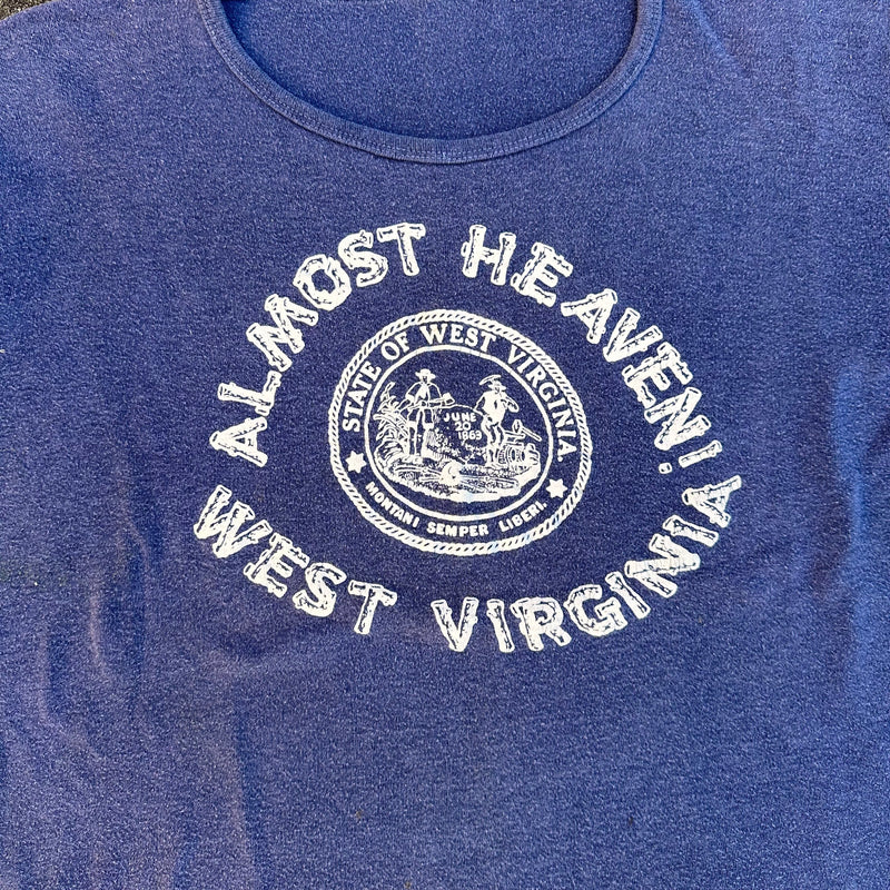 1970’s Almost Heaven West Virginia Log Font Souvenir T-Shirt Medium