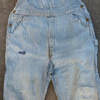 1950’s Thrashed Anthony’s Buckhide Hickory Stripe Overalls 38” Waist