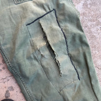 1960’s Vietnam War Repaired OG-107 Fatigue Pants Medium