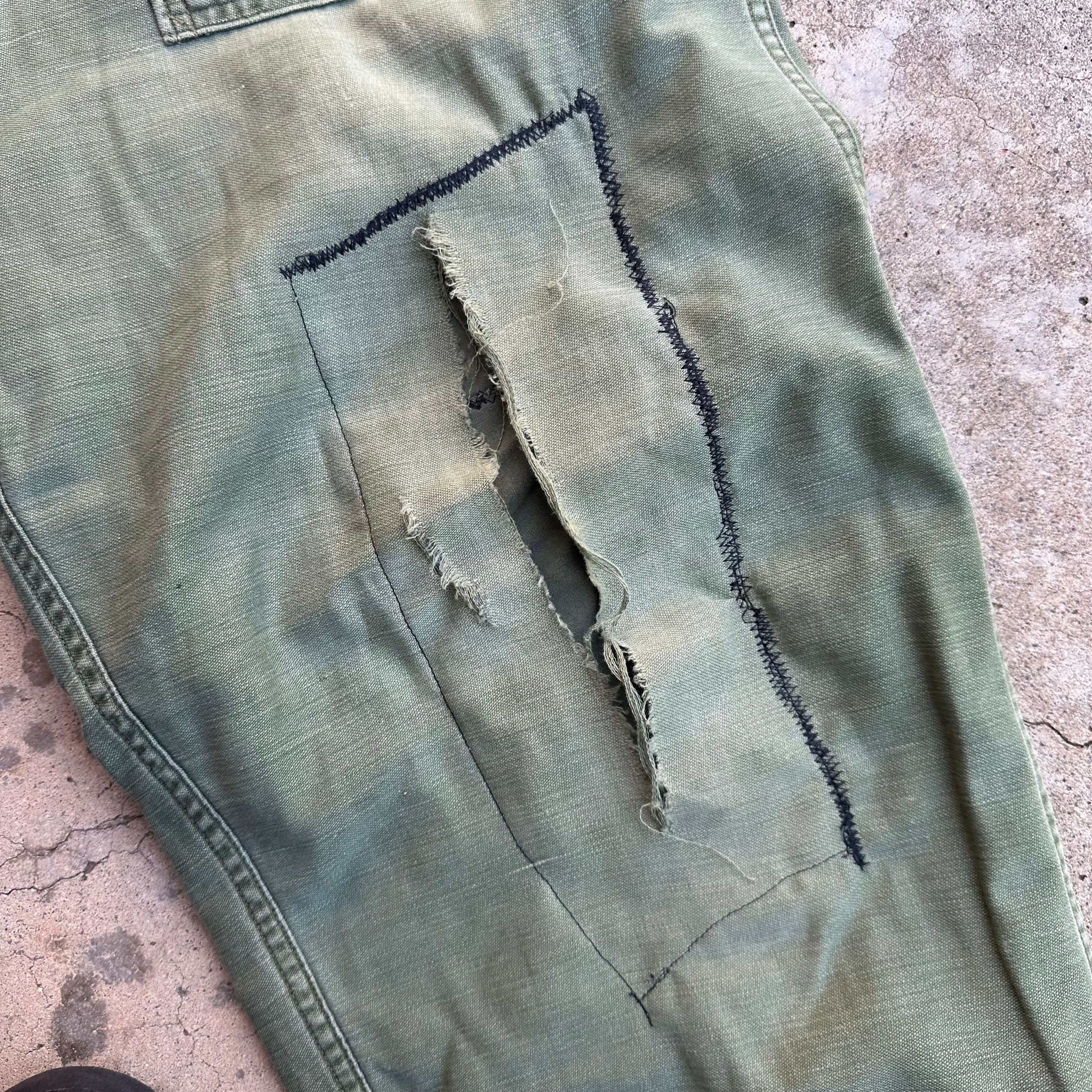 1960’s Vietnam War Repaired OG-107 Fatigue Pants Medium