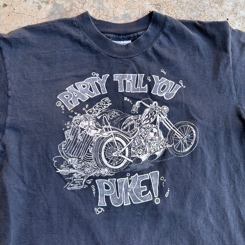 1980’s Harley Davidson “Party ‘Til You Puke!” T-Shirt Large