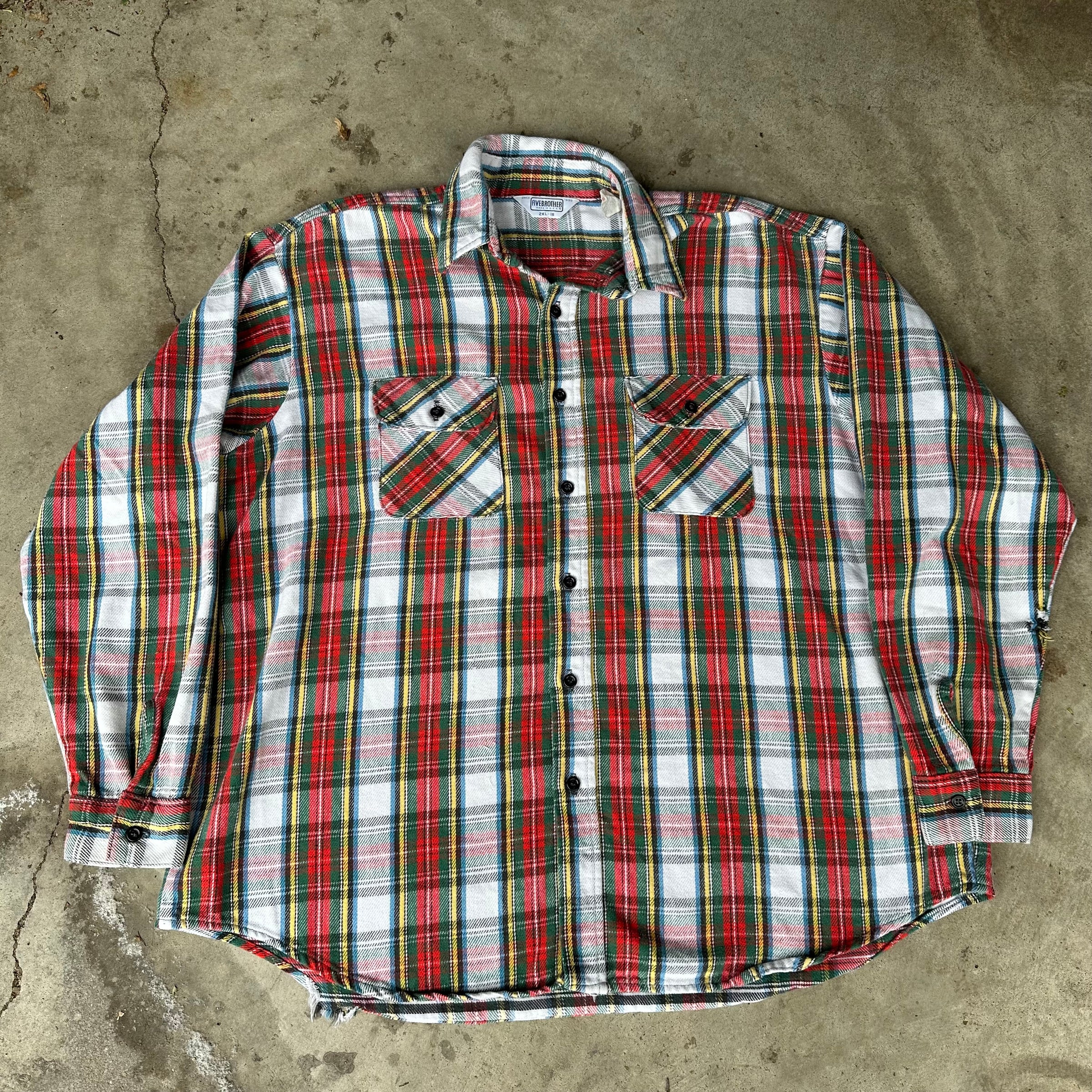 1980’s Five Brother Plaid Cotton Flannel Shirt XXL