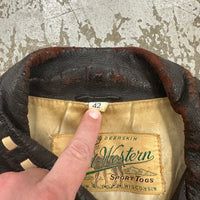 1950’s/60’s Midwestern Sport Togs Contrast Stitch Deerskin Leather Jacket Size 42