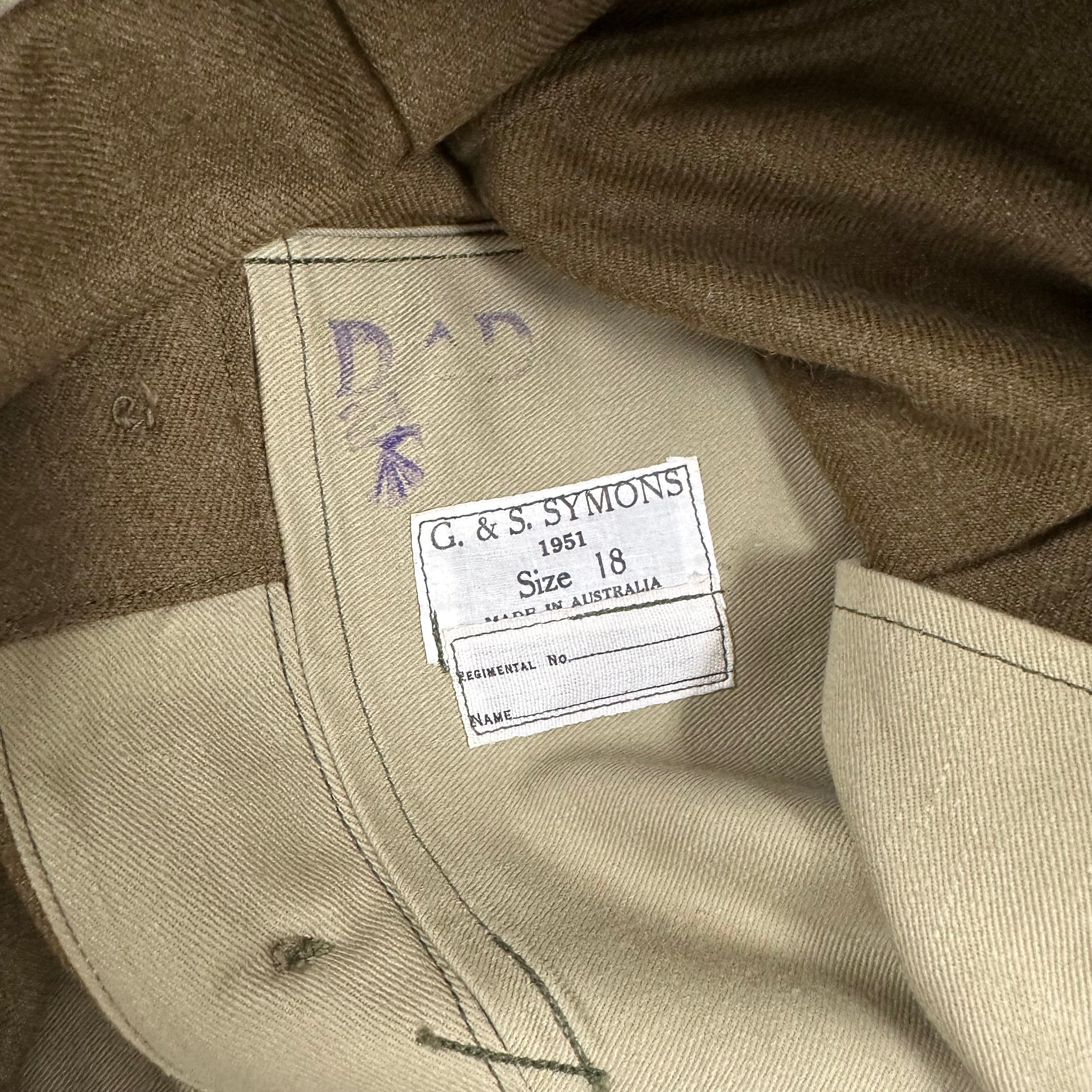 1950’s Deadstock Australian Battle Dress Blouse Jacket Size 18