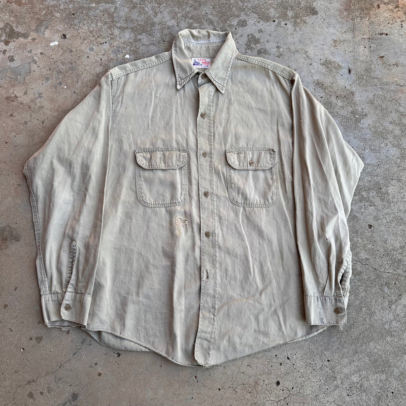 1940’s Lone Wolf Khaki Work Shirt Large