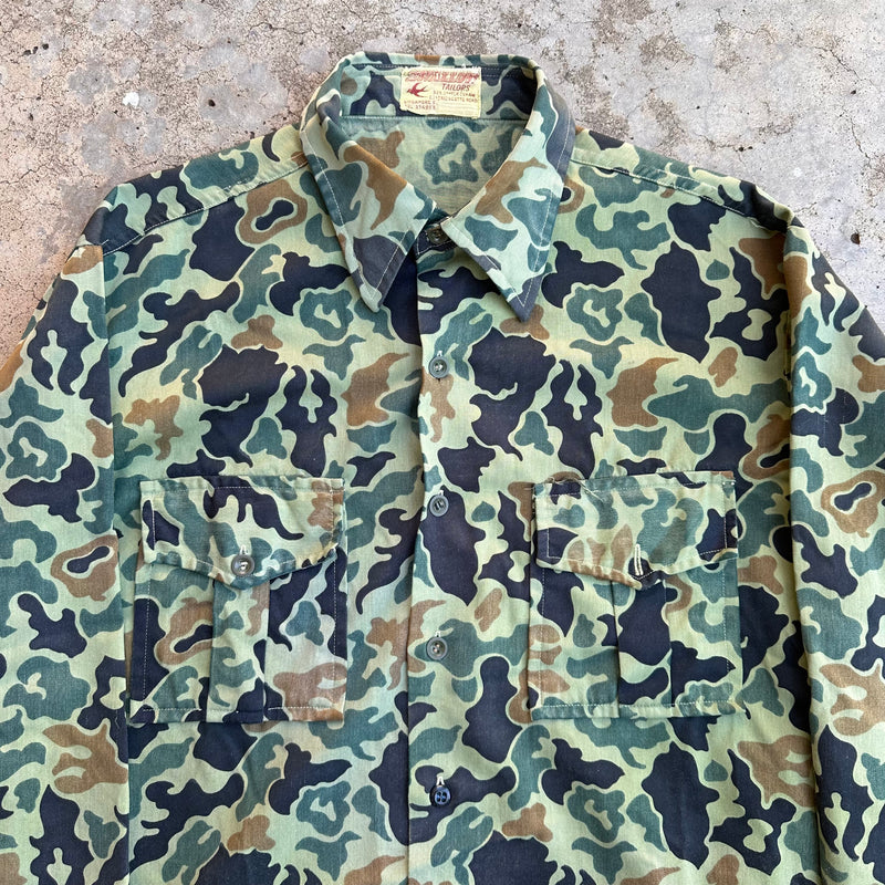 1960’s/70’s Vietnam War Era Tailor Made Camo Shirt L/XL