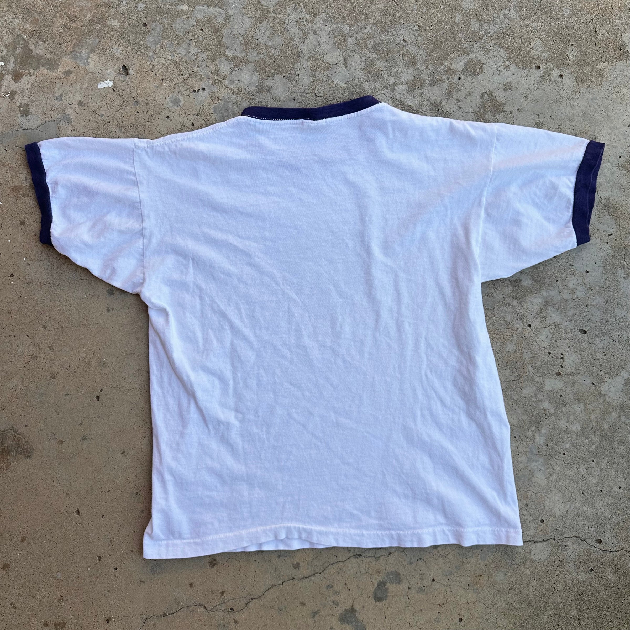1980’s US Naval Academy Champion Blue Bar Water Print Ringer T-Shirt Medium
