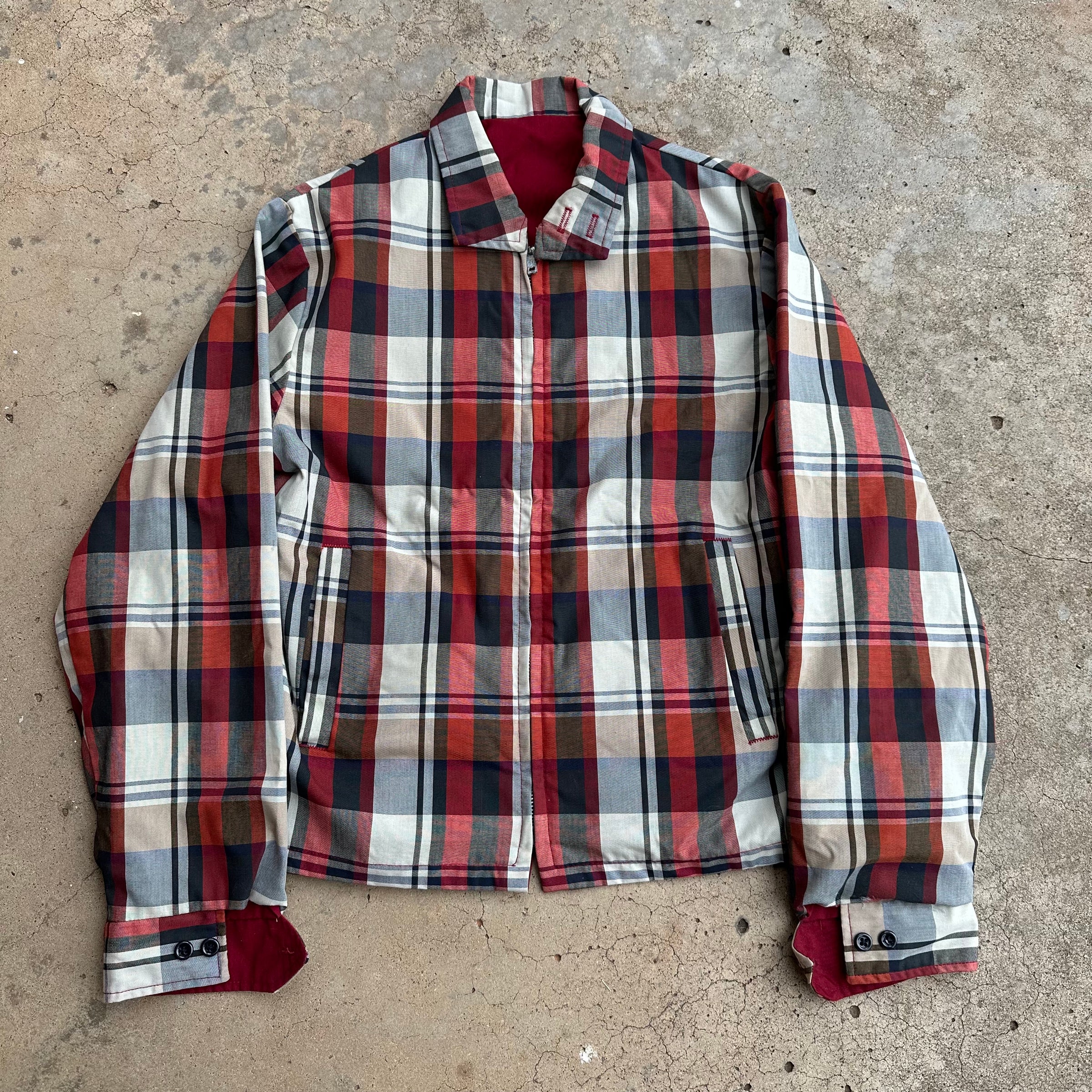 1960’s Plaid Cotton Reversible Harrington Jacket Small