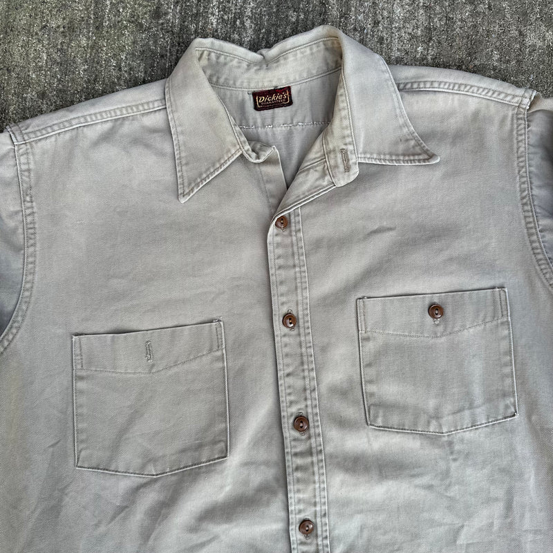 1940’s Dickies Khaki Cotton Work Shirt Large