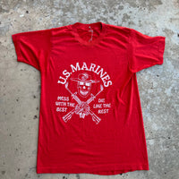 1980’s Paper Thin US Marines Mess with the Best Skull T-Shirt Small