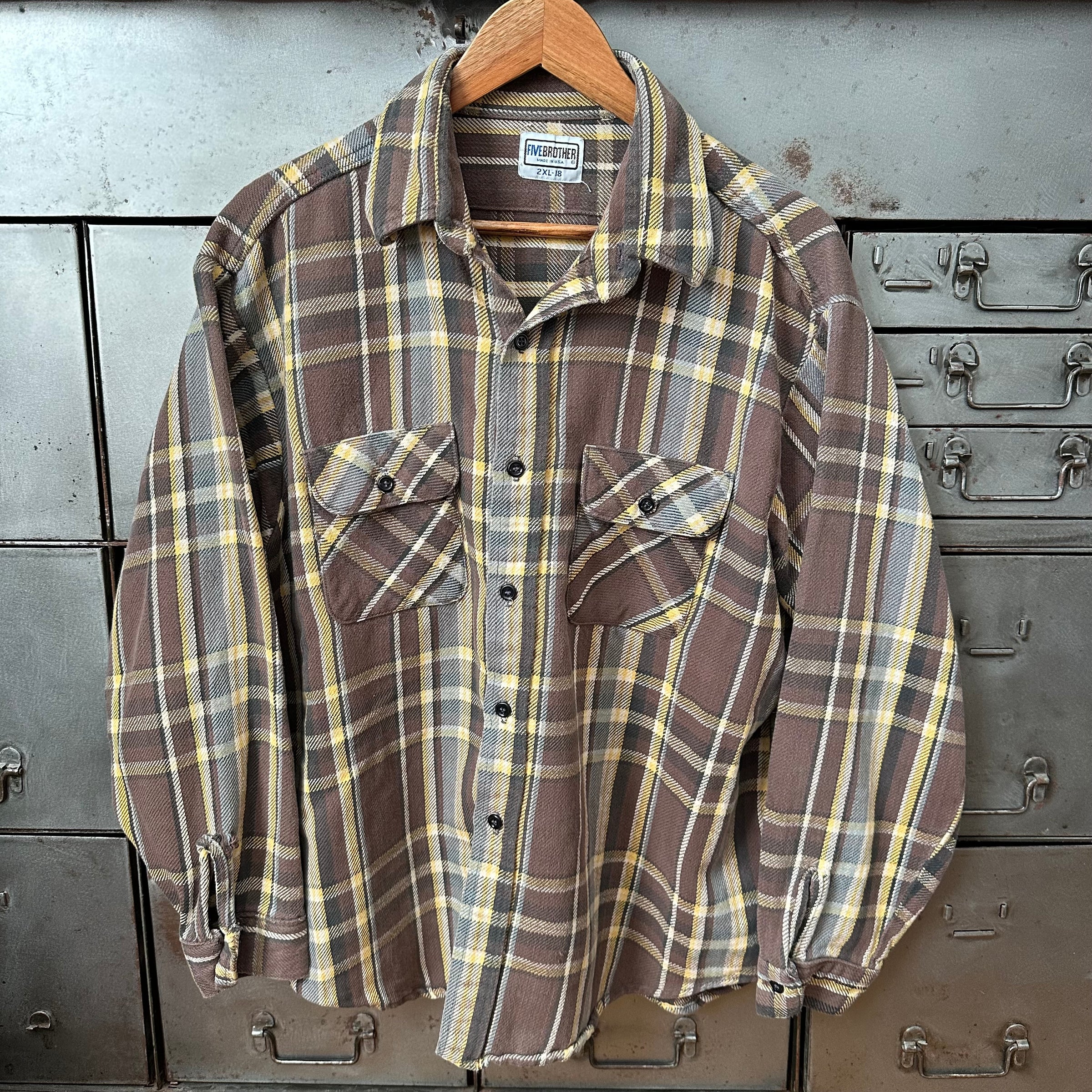 1970’s/80’s Five Brother Woven Cotton Plaid Flannel Shirt XXL