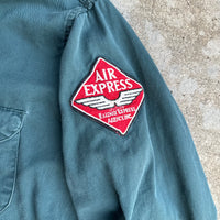 1950’s/60’s Burlington Air Express Patched Cotton Gusseted Work Shirt Large