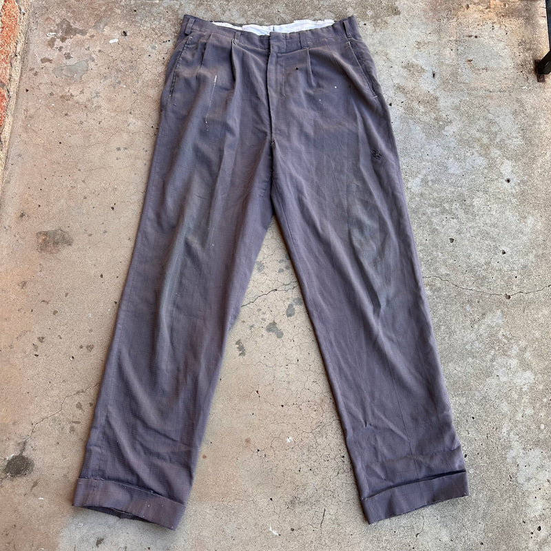 1950’s Drop Loop Rayon Pincheck Dress Pants 33” x 32”