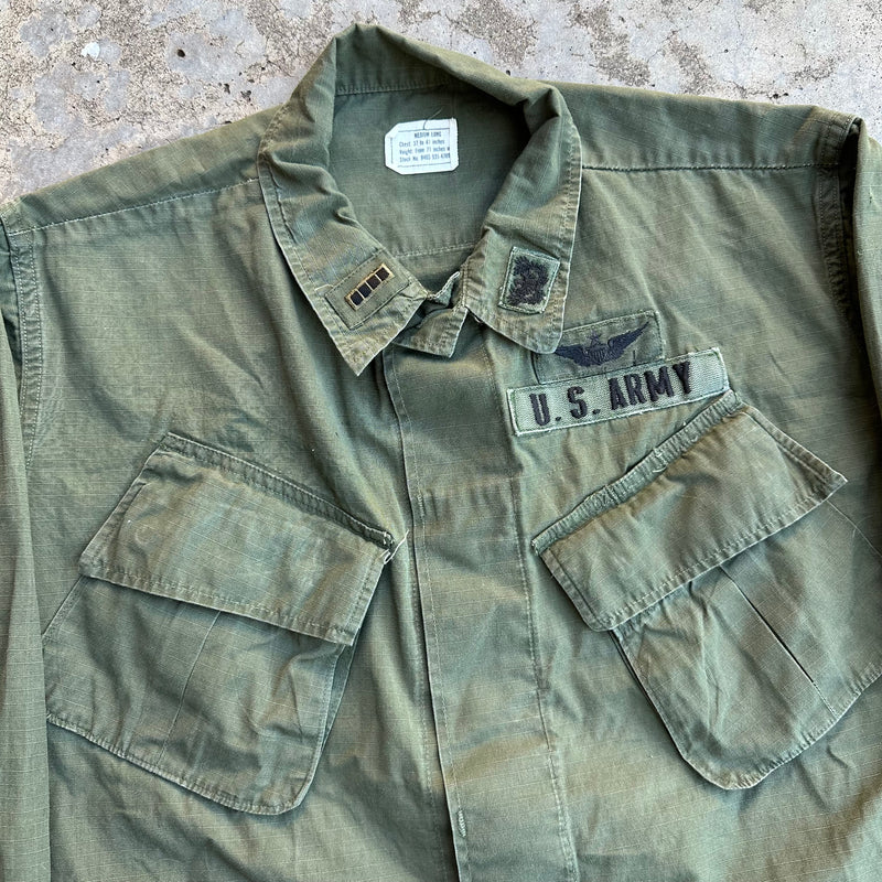 1960’s Vietnam War Patched US Army Senior Aviator Jungle Jacket Medium Long