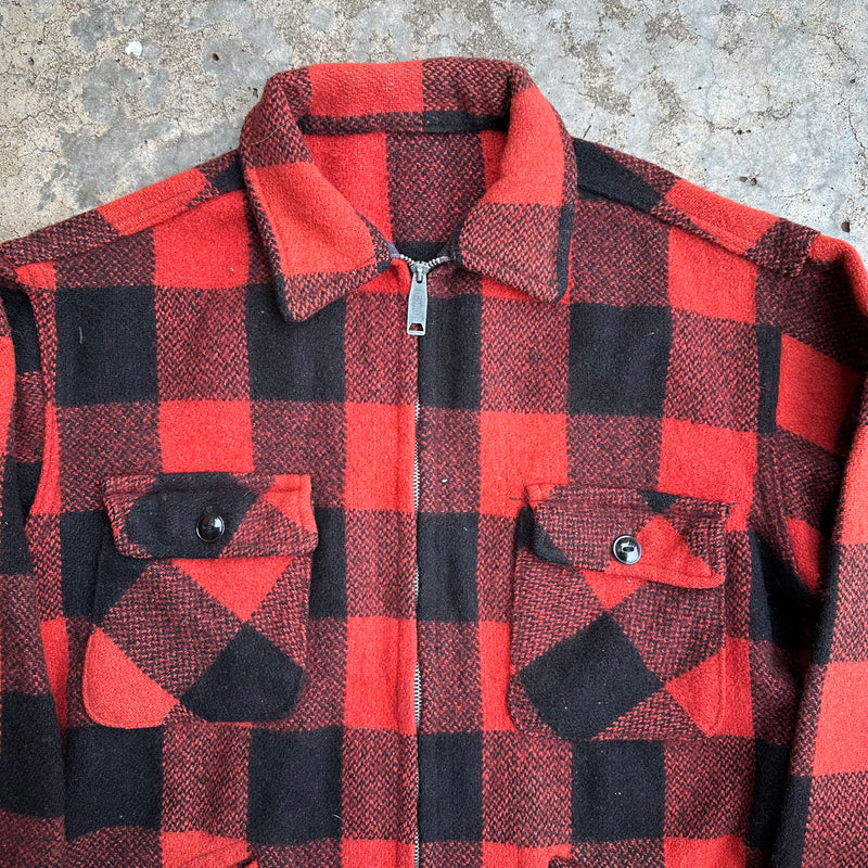 1970’s Buffalo Plaid Wool CPO Flannel Jacket L/XL