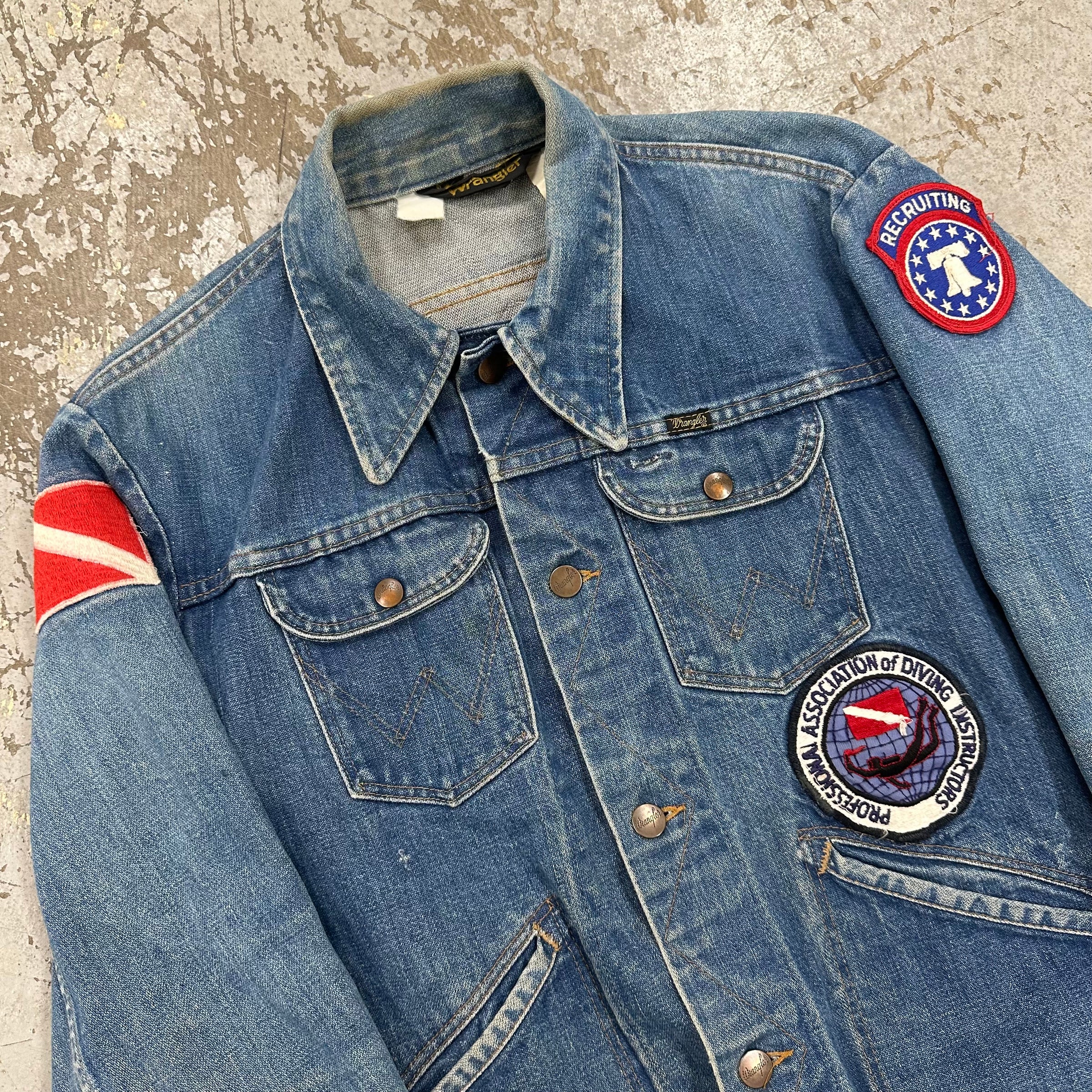 1970’s Patched Wrangler 124MJ Denim Jacket 22” Chest
