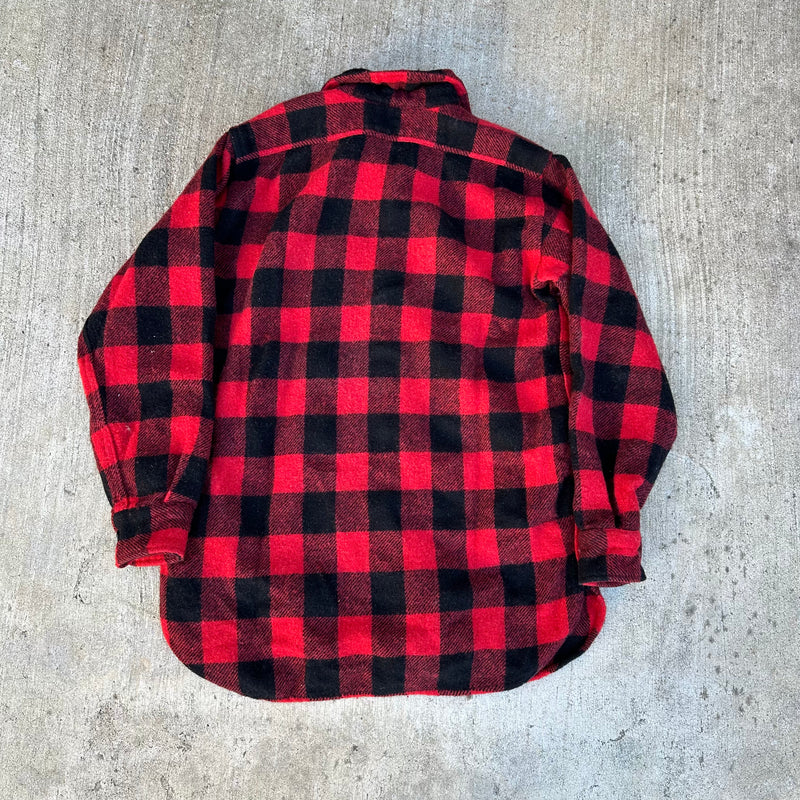 1960’s Penney’s Towncraft Buffalo Check Wool Flannel Shirt Medium