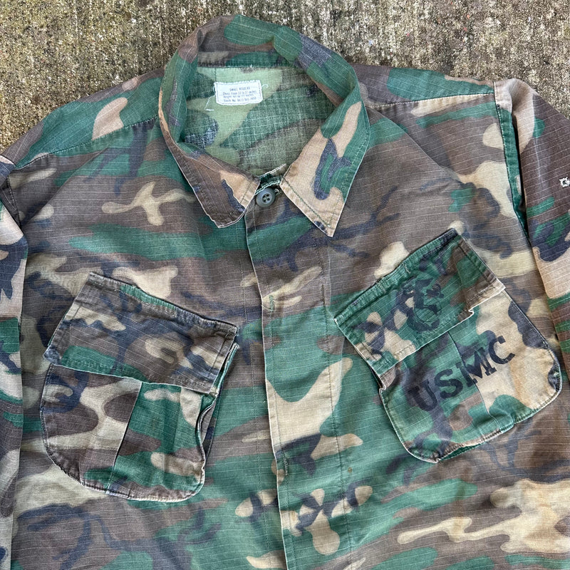 1970’s USMC Stenciled ERDL Camo Jungle Jacket Small Regular