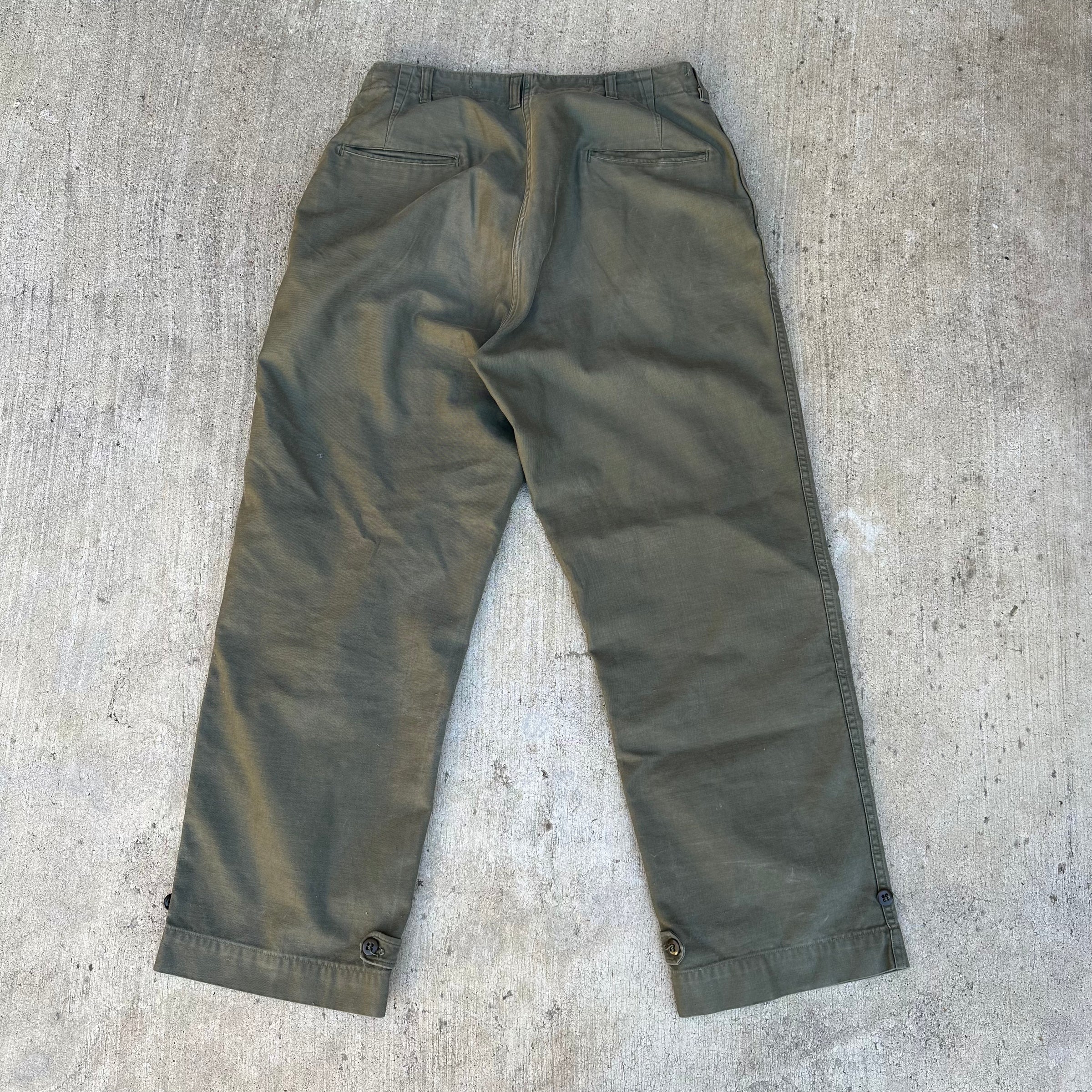 1940's WWII M-43 OD Cotton Field Trousers 33” - 34” x 30”