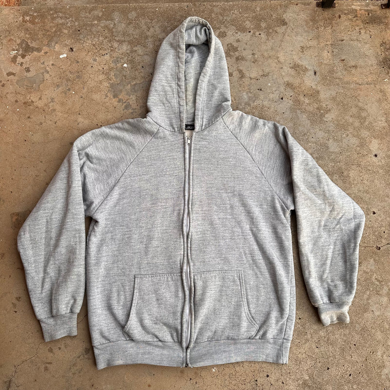 1970’s Waffle Lined Grey Full Zip Hooded Sweatshirt 24” Chest