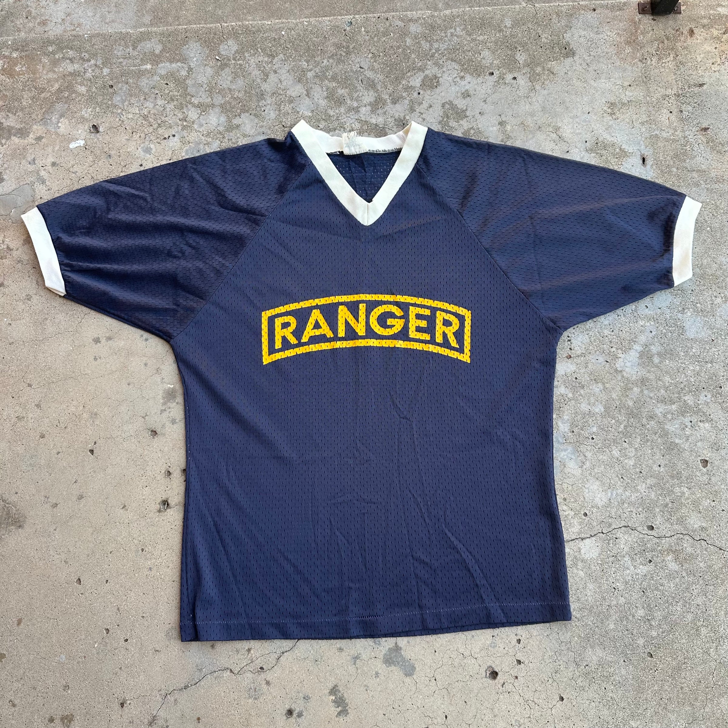 1970’s/80’s US Army Ranger Mesh V-Neck T-Shirt Medium
