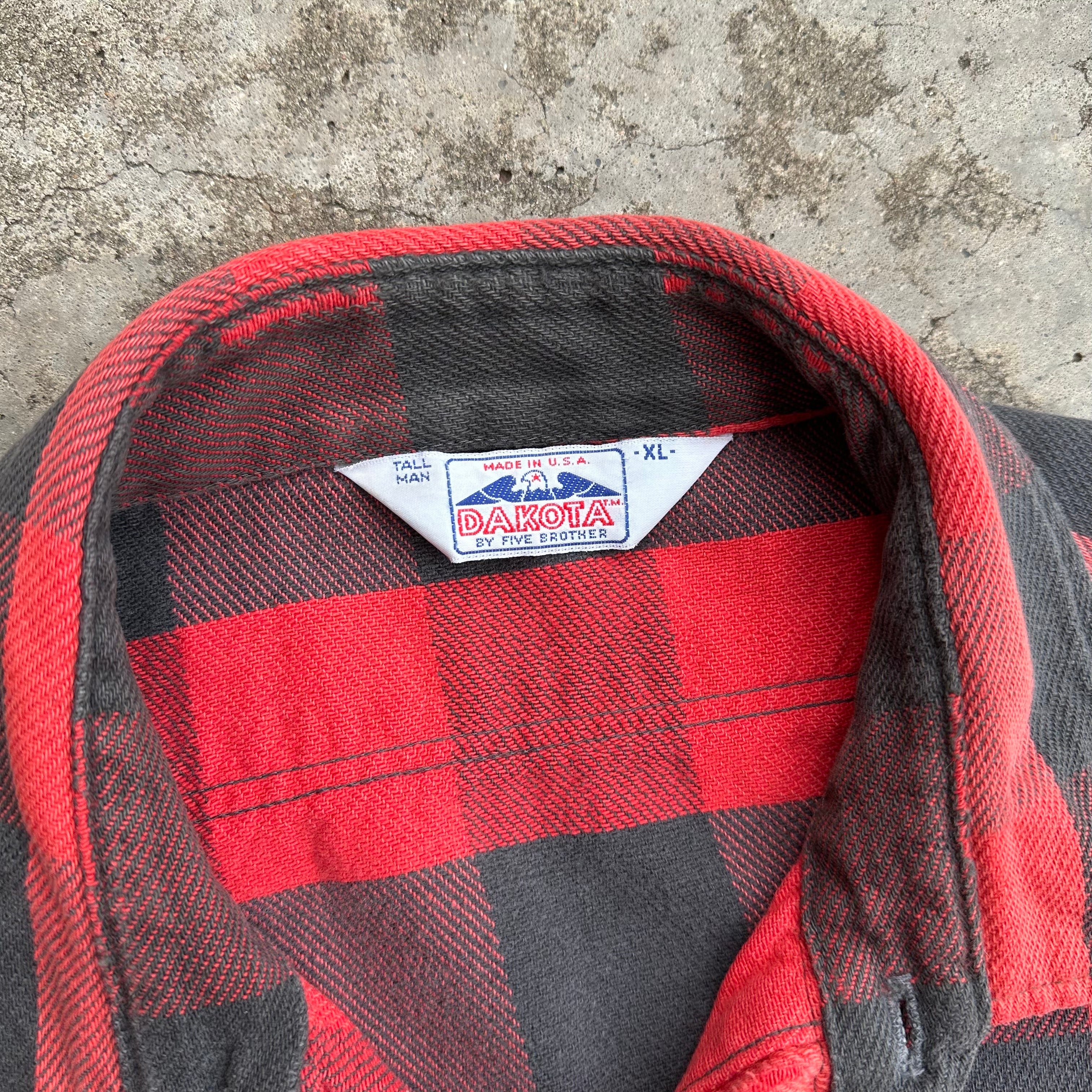 1980's Dakota Five Brother Buffalo Plaid Cotton Flannel Shirt XL