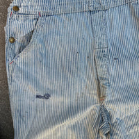 1950’s Thrashed Anthony’s Buckhide Hickory Stripe Overalls 38” Waist
