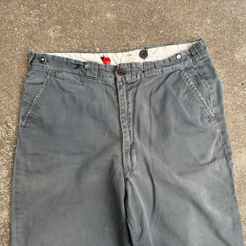 1950’s Grey Boat Cloth Work Pants 34” Waist