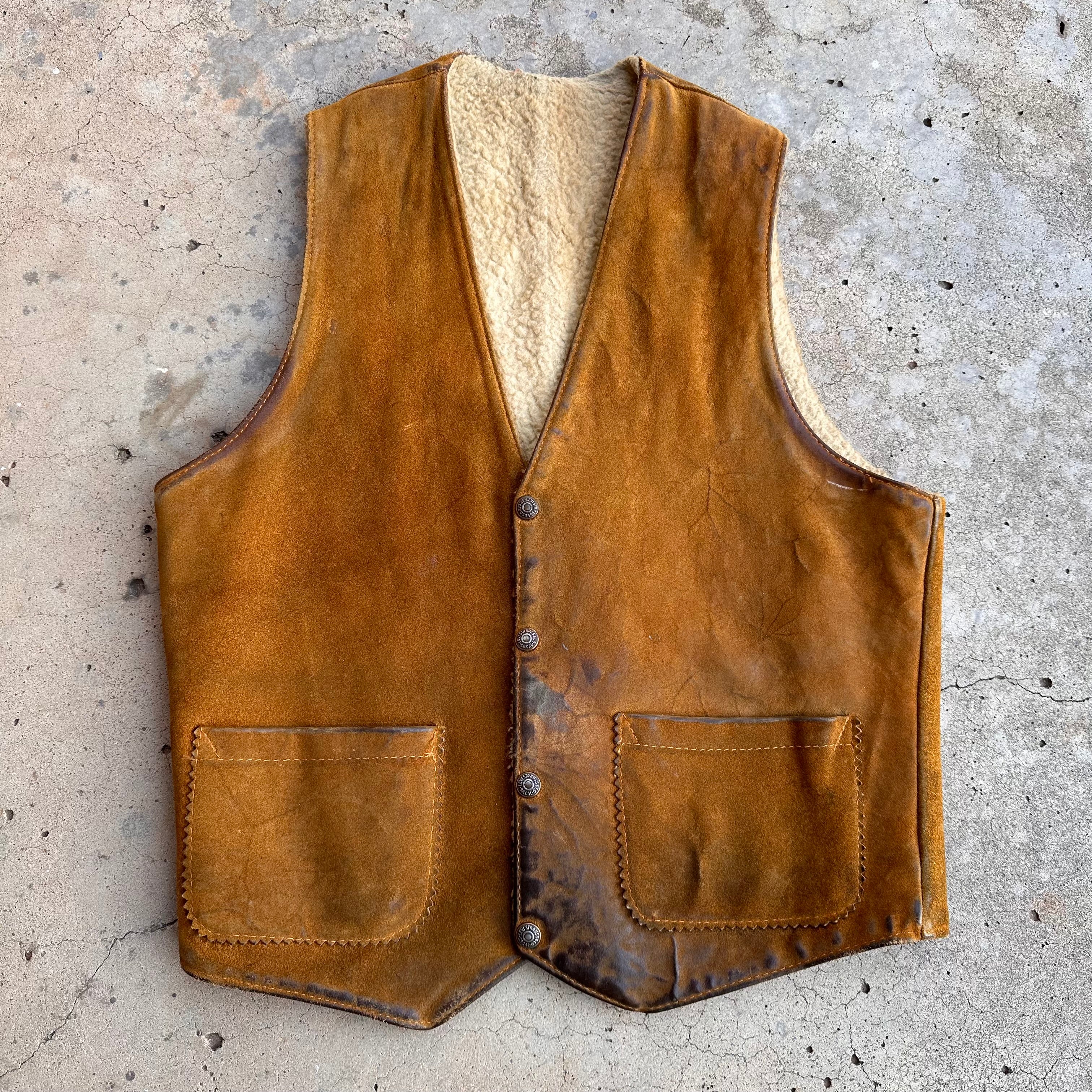 1950's Levi's Western Wear Shorthorn Sherpa Lined Suede Vest