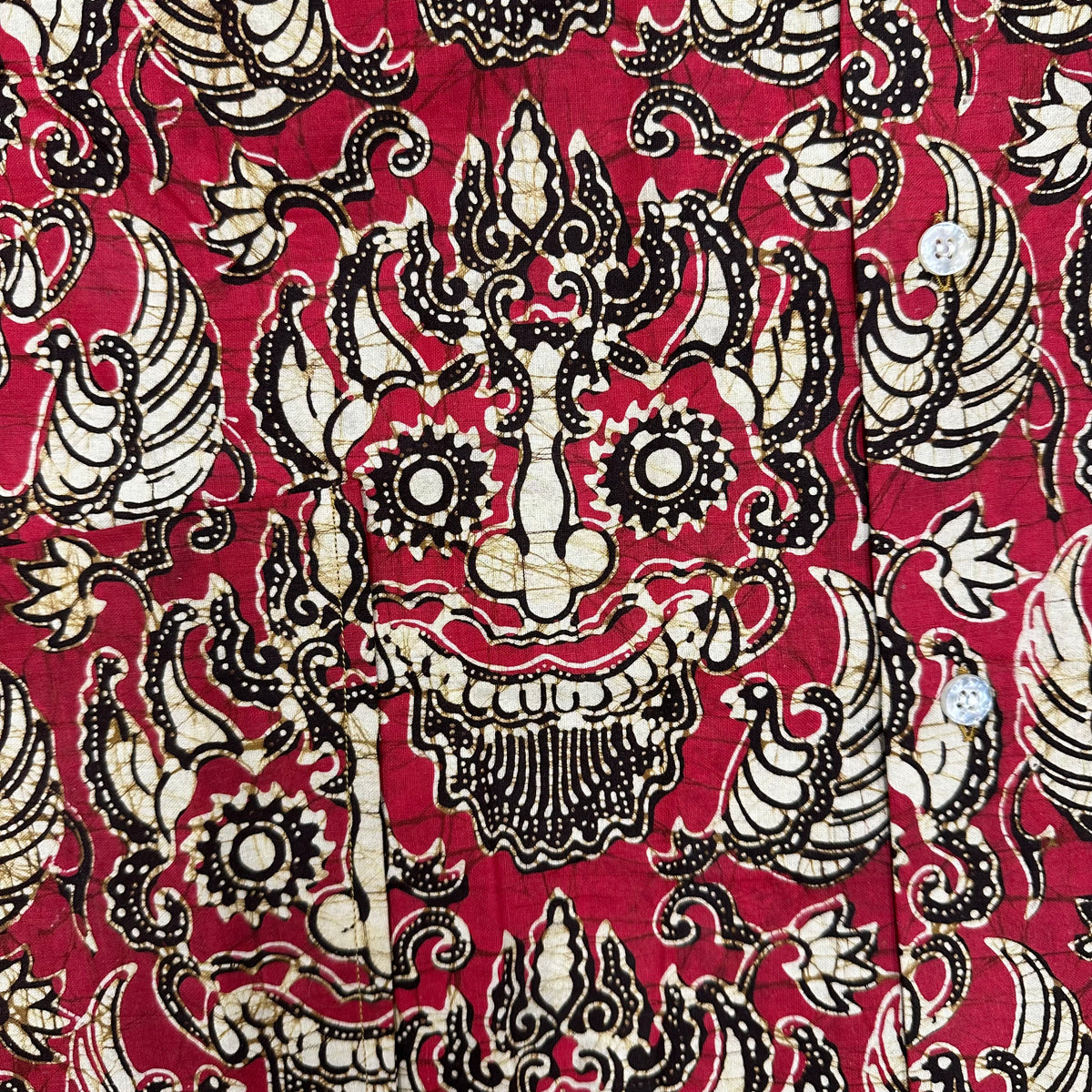 1960’s/70’s Barong Mask Print Cabana Style Shirt M/L