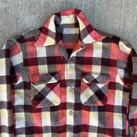 1960’s Arrow Plaid Wool Loop Collar Shirt Medium