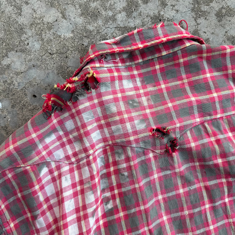 1950’s Thrashed Blue Bell Wrangler Cotton Flannel Shirt Large