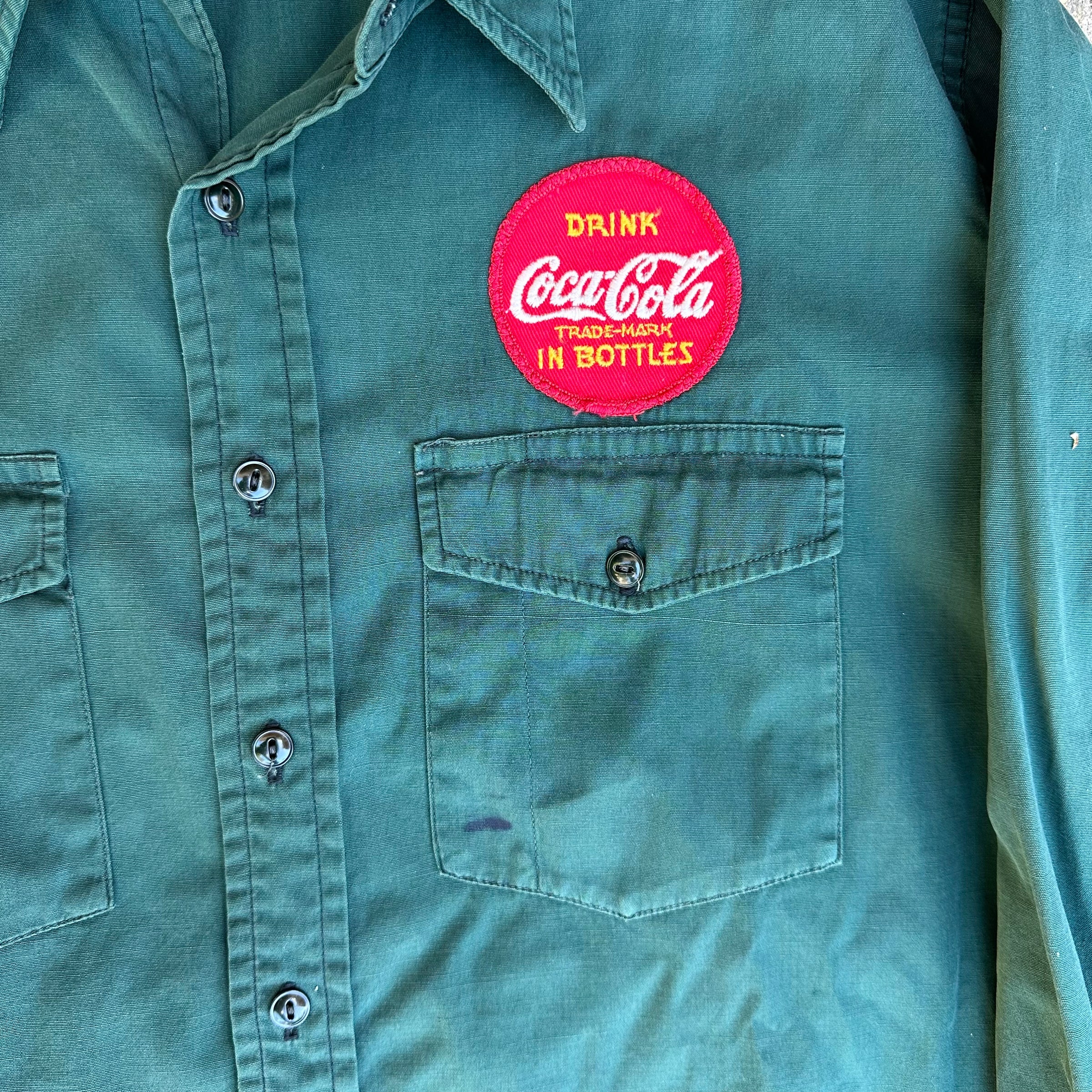 1950’s Coca Cola Employee Green Work Shirt Large