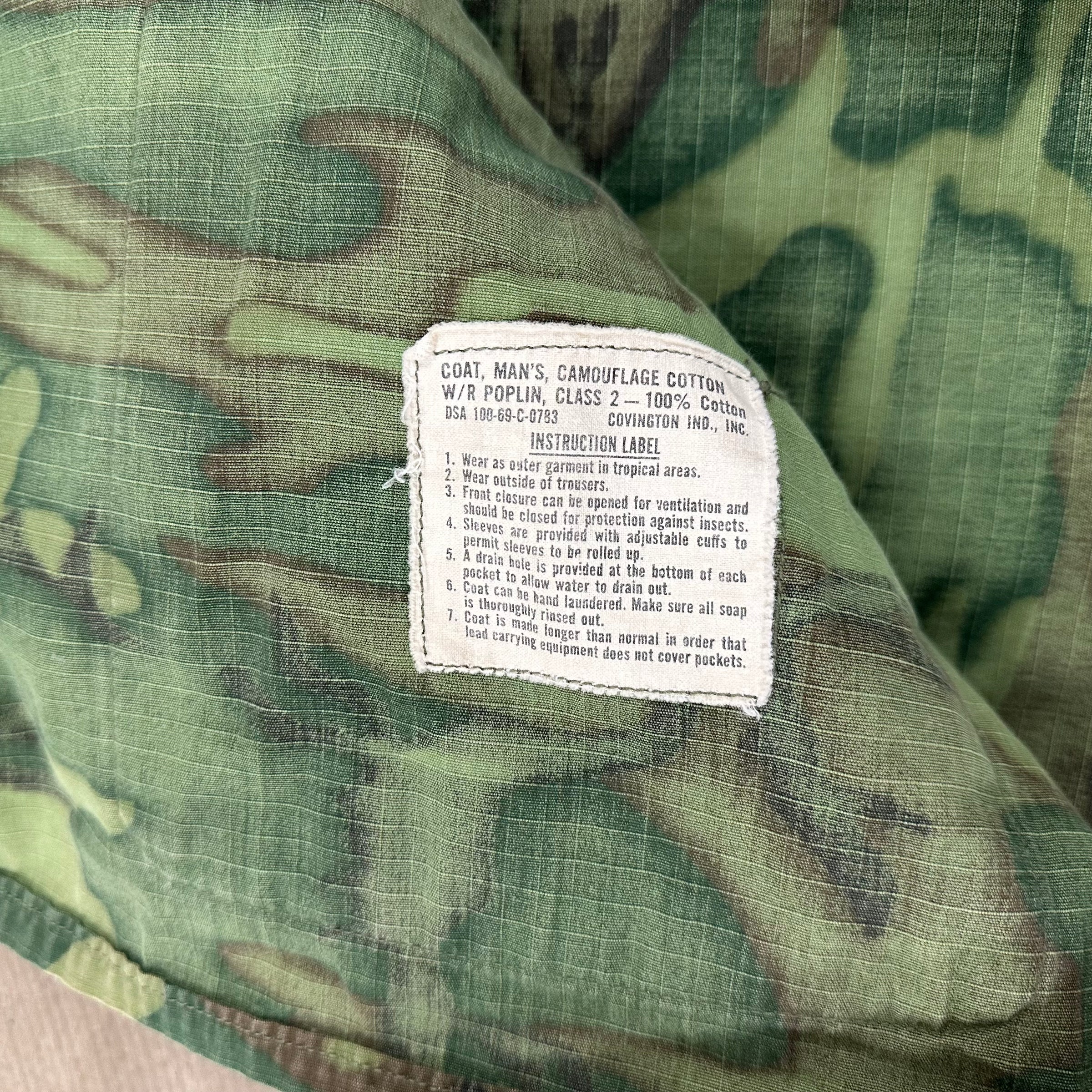 1960’s Vietnam War ERDL Camo Ripstop Jungle Jacket Medium Long