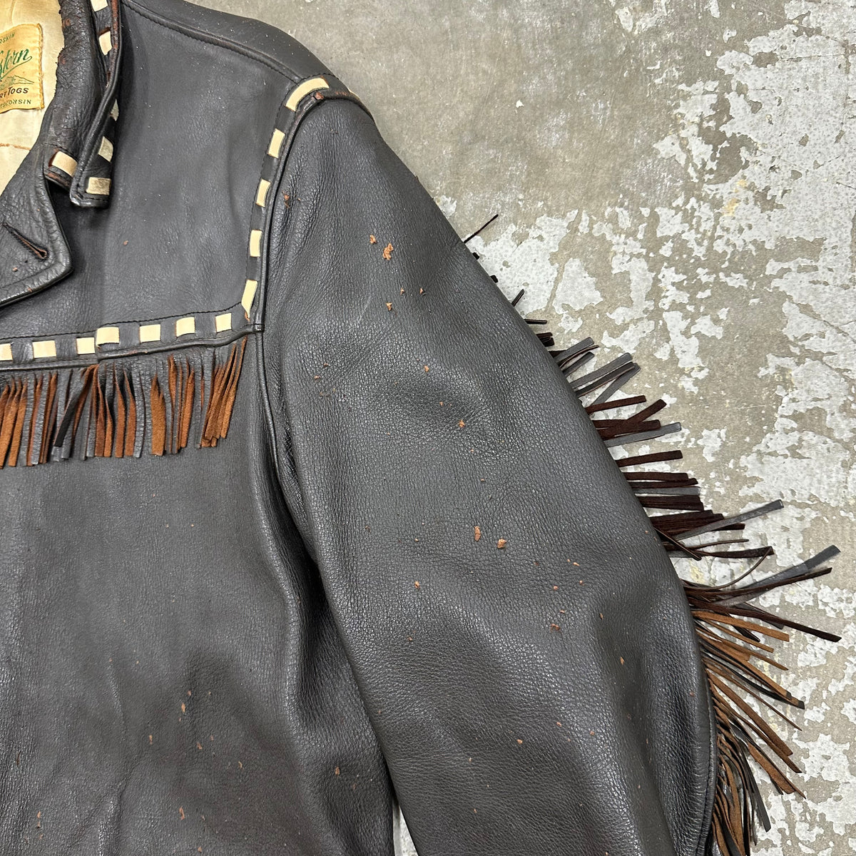 1950’s/60’s Midwestern Sport Togs Contrast Stitch Deerskin Leather Jacket Size 42