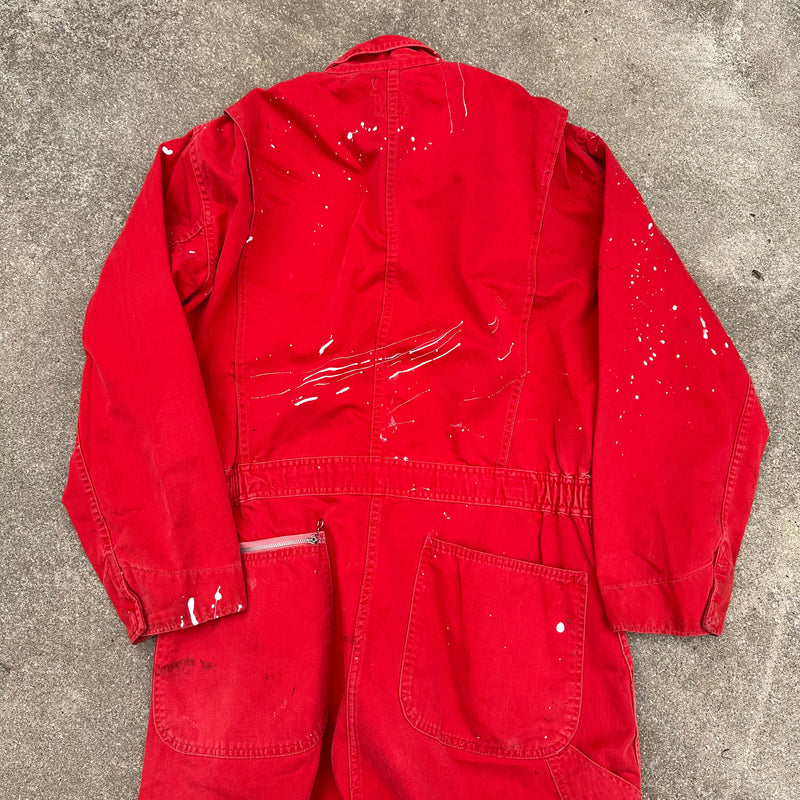 1960’s Walls Paint Splattered Red Coveralls Size 42R