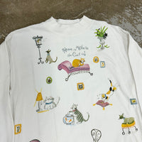 1990’s Relevant Products Home is Where The Cat Is Turtleneck Long Sleeve T-Shirt Large