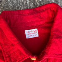 1950’s Penney’s Red Chamois Cotton Flannel Shirt Large