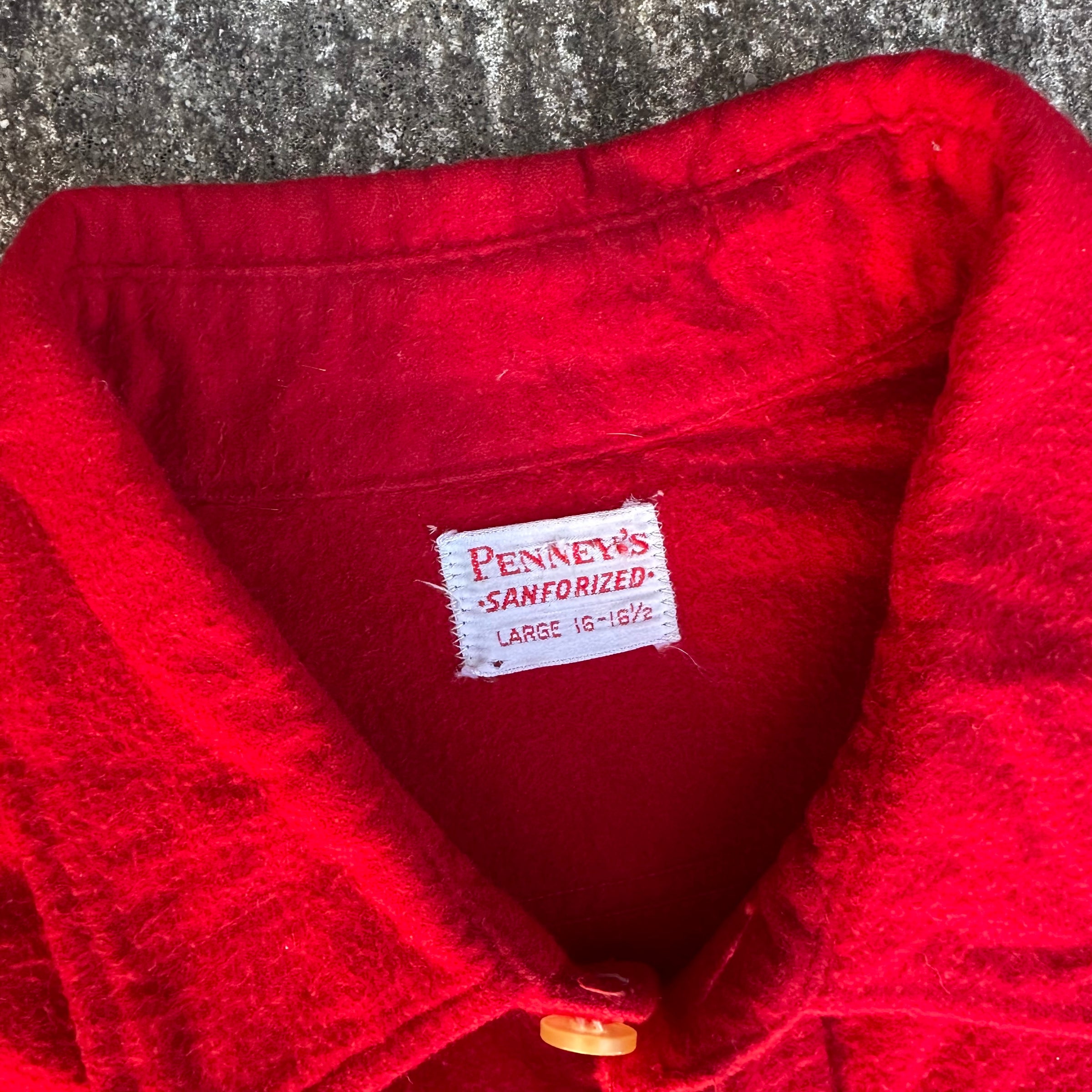 1950’s Penney’s Red Chamois Cotton Flannel Shirt Large
