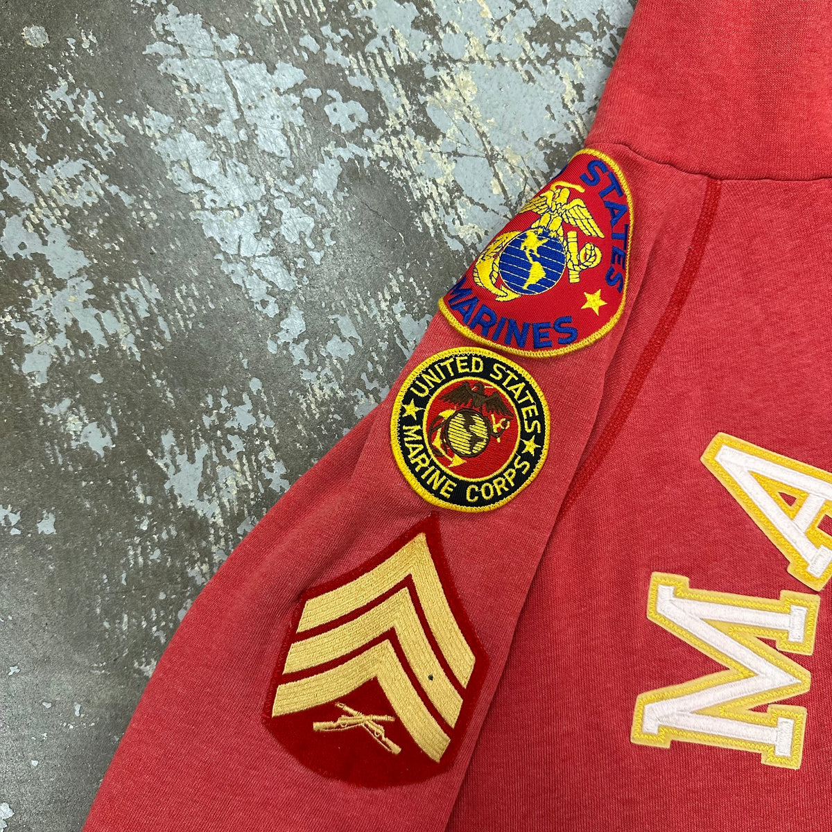 1980’s Champion Patched Marines Hooded Sweatshirt Medium