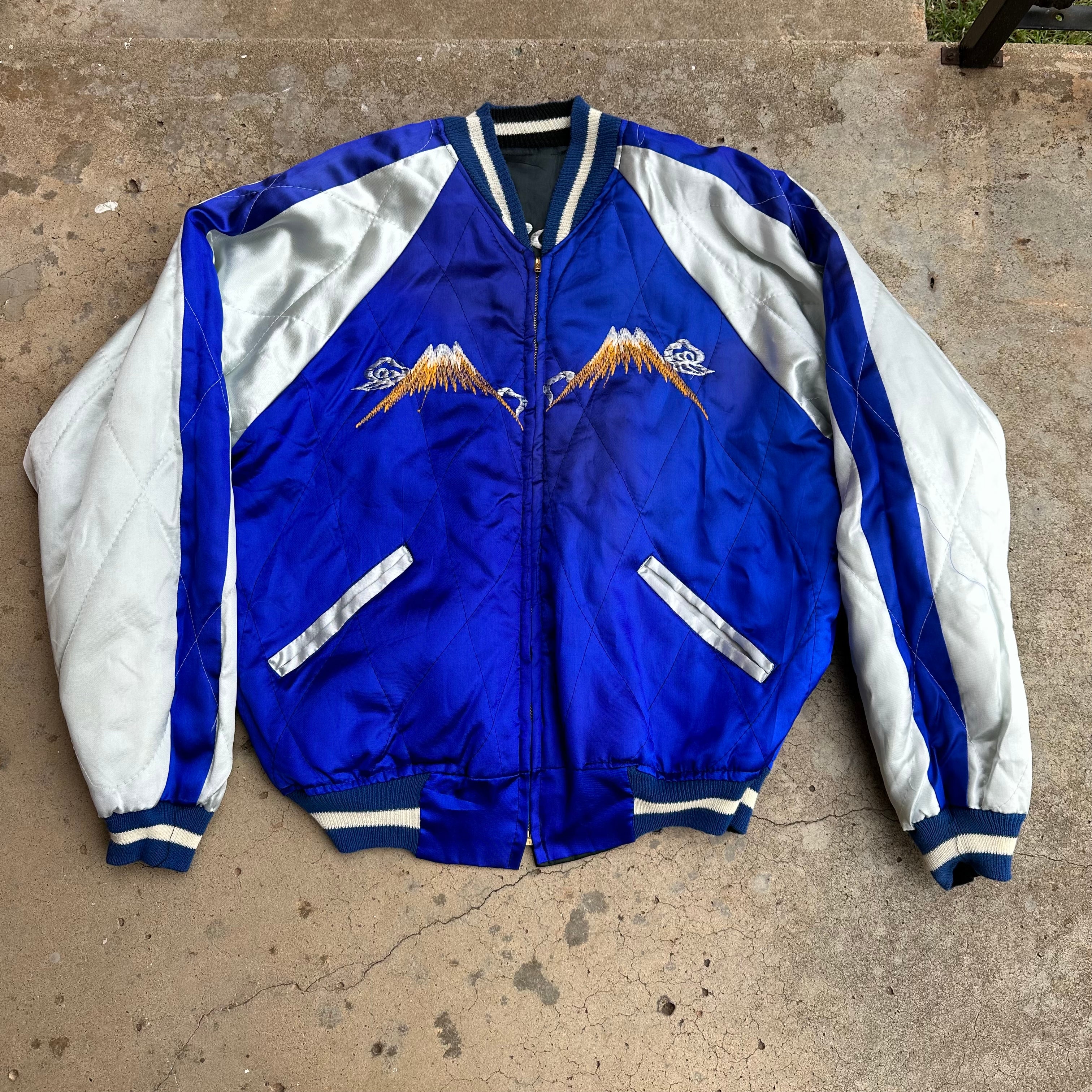 Vintage Sukajan Reversible Jacket Embroidered Souvenirs Bomber White blue Varsity Japanese Women cheapest Jacket