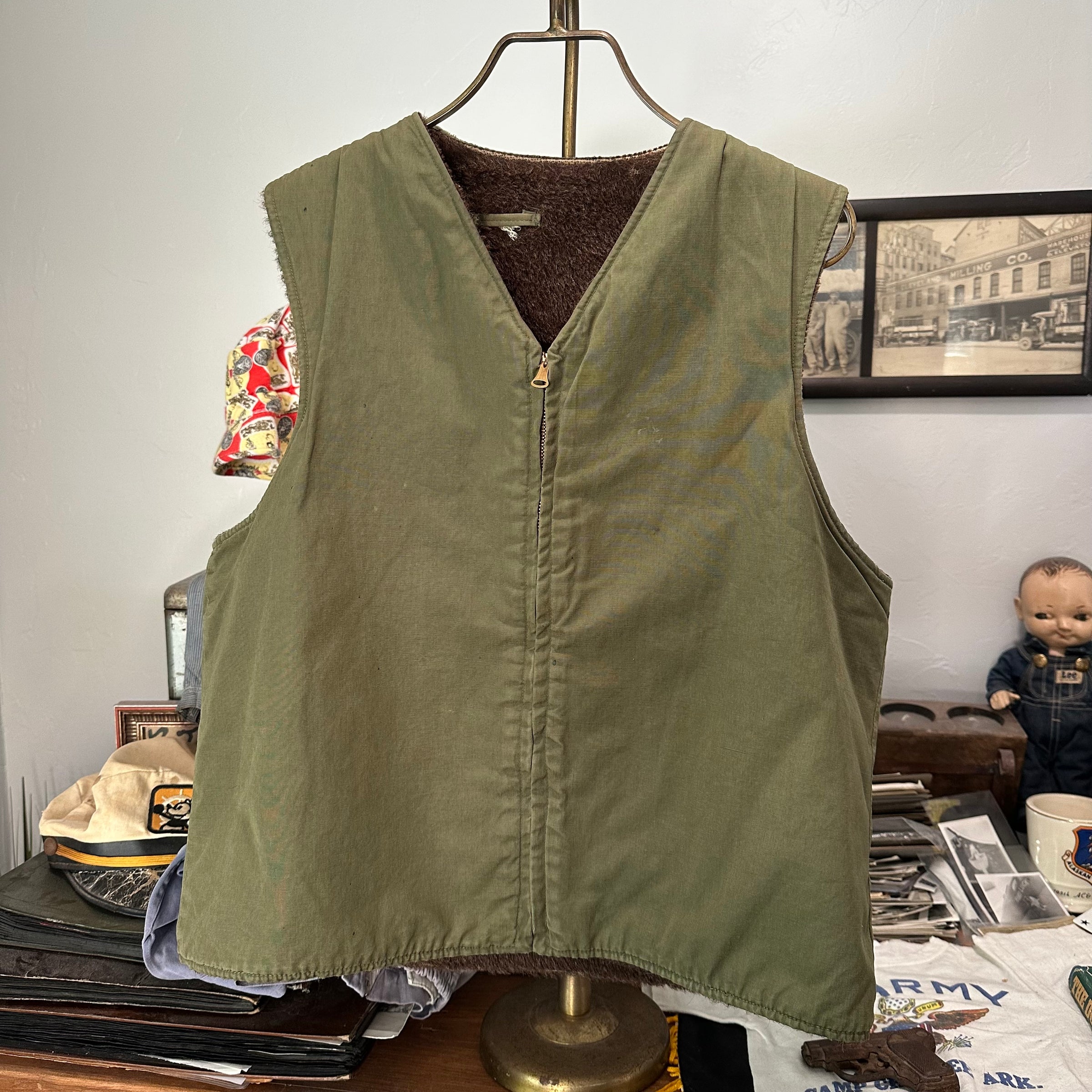 1940’s WWII Stenciled USMC Alpaca Lined Vest 23” Chest