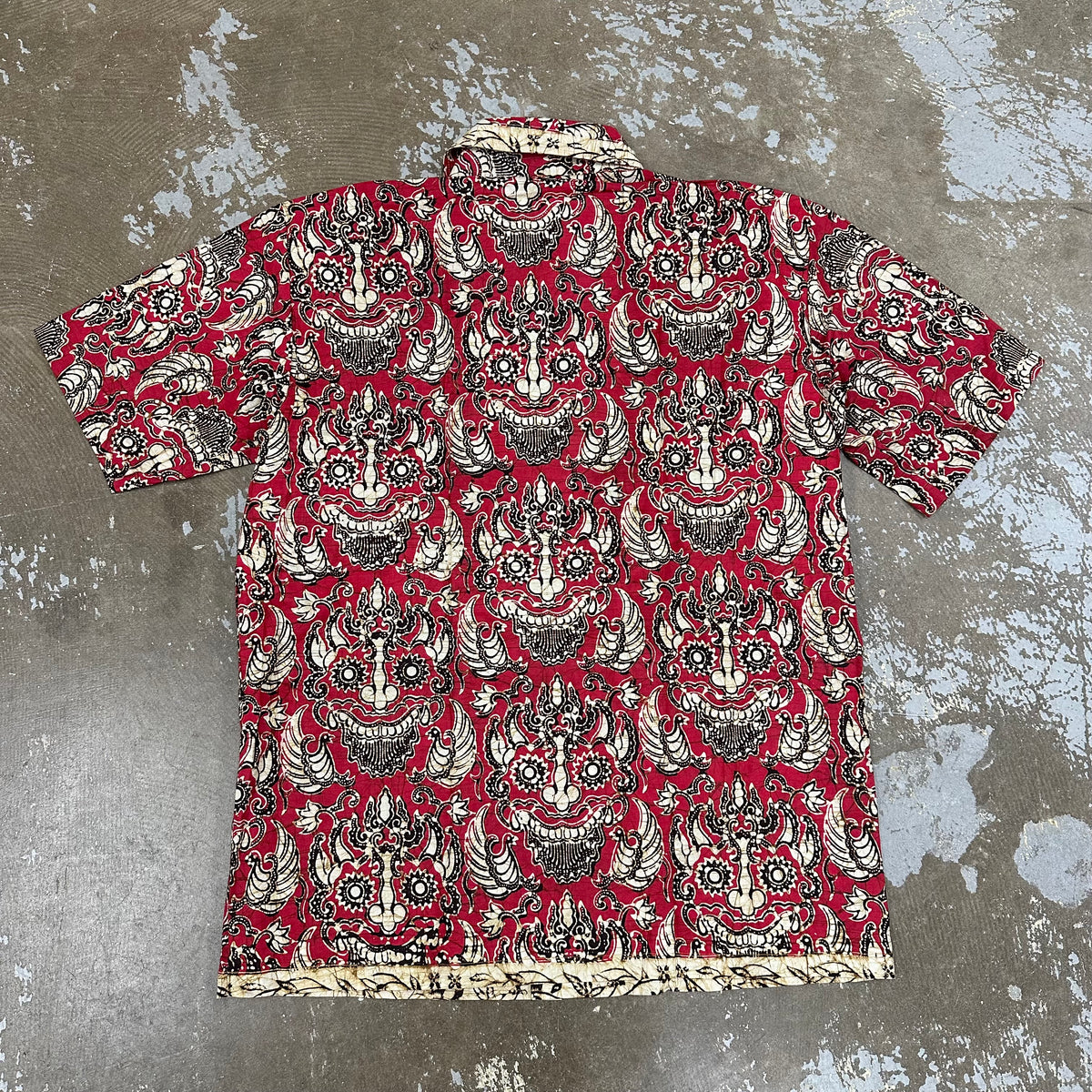 1960’s/70’s Barong Mask Print Cabana Style Shirt M/L