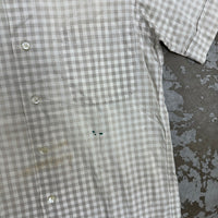 1950’s/60’s Sitterley Co Grey Gingham Cotton Loop Collar Shirt Medium